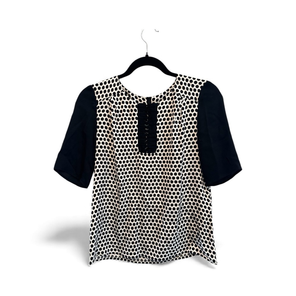 Milly Black and White Polka Dot Silk Blouse Size 2